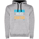 Купить Kruskis SU1067065802C080 Толстовка с капюшоном Fishing Solves Two-Colour Серый Heather Grey / Black 3XL 7ft.ru в интернет магазине Семь Футов