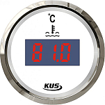 Цифровой указатель температуры воды KUS WS KY24100 Ø52мм 12/24В IP67 20-300Ом 25-120°C белый/нержавейка
