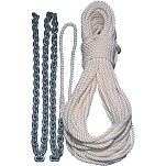 Lewmar 239-69000332 1/2X150´ Nylon 1/4X10´ Веревка с цепью Белая White / Silver