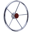 Купить Seachoice 50-28551 Destroyer Wheel Серебристый  15 Stainless Steel / Genuine Teak Cap 7ft.ru в интернет магазине Семь Футов