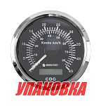 GPS-спидометр аналоговый 0-45 узлов, черный циферблат, нержавеющий ободок, выносная антенна, д. 85 мм, Marine Rocket (упаковка из 8 шт.) SMAGPS045BSMR_pkg_8