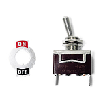 Переключатель тумблерный 2 пина SUNFINE (вкл)-выкл, без фиксации (вкл) SF54010-2-2PI