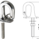 Рым с подпружиненной защелкой 125мм из нержавеющей стали AISI316 для буксировочных тросов водных лыж/шлюпок, Osculati 39.147.00