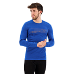 Icebreaker 0A56HU580XXL Базовый слой с длинным рукавом 200 Oasis Crewe Ski Stripes Merino Голубой Lazurite 2XL