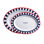 Набор сервировочных овальных тарелок Marine Business Venezia 68009 300x225мм 350x255мм 2шт из белого/синего меламина