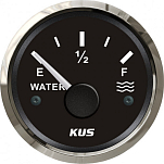 Указатель уровня воды KUS BS KY11004 Ø52мм 12/24В IP67 0-190Ом E-1/2-F чёрный/нержавейка