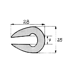 Привальный брус 5621 28x25мм из чёрной пластмассы