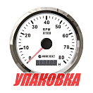 Тахометр 0-8000 об/мин со счетчиком моточасов делитель 1-10, белый циферблат, нержавеющий ободок, Marine Rocket (упаковка из 30 шт.) TM8007WSMR_pkg_30