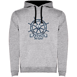 Kruskis SU1067065802C059 Толстовка с капюшоном Rudder Two-Colour Серый Heather Grey / Black 3XL