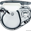 Hob and left sink w/tilted glas lid, 50.804.21