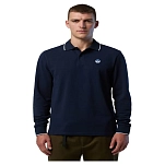 North sails 692454-0802-S Поло с длинным рукавомным рукавом Basic Голубой Navy Blue S