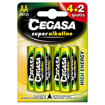 Cegasa 325888 LR03 Blister Щелочная батарея 6 единицы Золотистый Silver