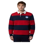 North sails 692338-C003-XL Поло с длинным рукавомным рукавом Logo Красный Navy Blue / Lava Red XL