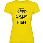 Kruskis 11502302ls086 Футболка с коротким рукавом Keep Calm And Fish Yellow 30x25x2