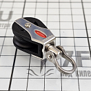 Купить Блок одношкивный Ronstan RF20100 шкив Ø20мм 250/550кг для троса Ø6мм шарикоподшипниковый с вертлюгом и скобой серебристый/чёрный 7ft.ru в интернет магазине Семь Футов