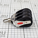 Купить Блок трёхшкивный Ronstan RF40300 шкив Ø40мм 600/1400кг для троса Ø10мм шарикоподшипниковый с вертлюгом и скобой серебристый/чёрный 7ft.ru в интернет магазине Семь Футов