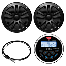 Купить Морская аудиосистема Boss Audio Systems MCKGB350B.6 AM/FM подключение Bluetooth/USB влагозащищенная с двумя черными колонками Ø165мм(6,5") 7ft.ru в интернет магазине Семь Футов