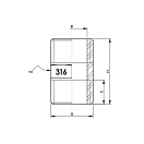 Купить Муфта Vetus V-quipment QS050504 38мм резьба 12,7мм (1/2") тип "папа-папа" из нержавеющей стали AISI316 7ft.ru в интернет магазине Семь Футов
