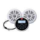 Купить Морская аудиосистема Boss Audio Systems MCKGB350W.6 AM/FM подключение Bluetooth/USB влагозащищенная с двумя белыми колонками Ø165мм(6,5") 7ft.ru в интернет магазине Семь Футов