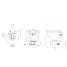 Купить Стандартный туалет Johnson Pump Aqua-T Super Compact 80-47625-01 410x460x310 с эргономичным поршневым насосом с ручным приводом 7ft.ru в интернет магазине Семь Футов