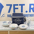 Купить Набор посуды на 4 человека Marine Business Harmony 13145 16 предметов из белого/голубого меламина в сумке 7ft.ru в интернет магазине Семь Футов