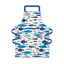 Купить Кухонный фартук с рыбками и карманом Nauticalia 52990 890х700мм белый/синий из хлопка 7ft.ru в интернет магазине Семь Футов