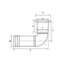 Купить Кингстон угловой CAN-SB BS1916 84мм 90° фланец Ø54мм под шланг Ø25мм(1") из черного пластика 7ft.ru в интернет магазине Семь Футов