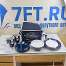 Купить Набор посуды на 4 человека Marine Business Living 18147 16 предметов из белого/синего меламина в сумке 7ft.ru в интернет магазине Семь Футов