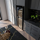 Купить Винный шкаф двухзонный отдельностоящий Libhof Gourmet GMD-83 Slim 595х486х1658мм на 83 бутылки компрессорный черный с синей подсветкой с угольным фильтром 7ft.ru в интернет магазине Семь Футов