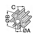 Купить Импеллер с двойной лыской CEF 152 Ø95x88,5мм посадочное Ø20,2мм 12 лопастей из черного неопрена 15 профиль, Osculati 16.194.52 7ft.ru в интернет магазине Семь Футов
