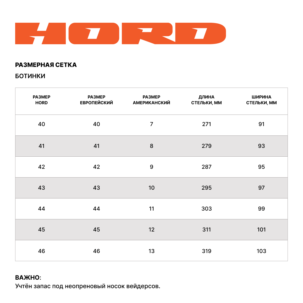 Купить Ботинки Hord 43 OEM: H25121B-008-43 в интернет магазине Семь Футов