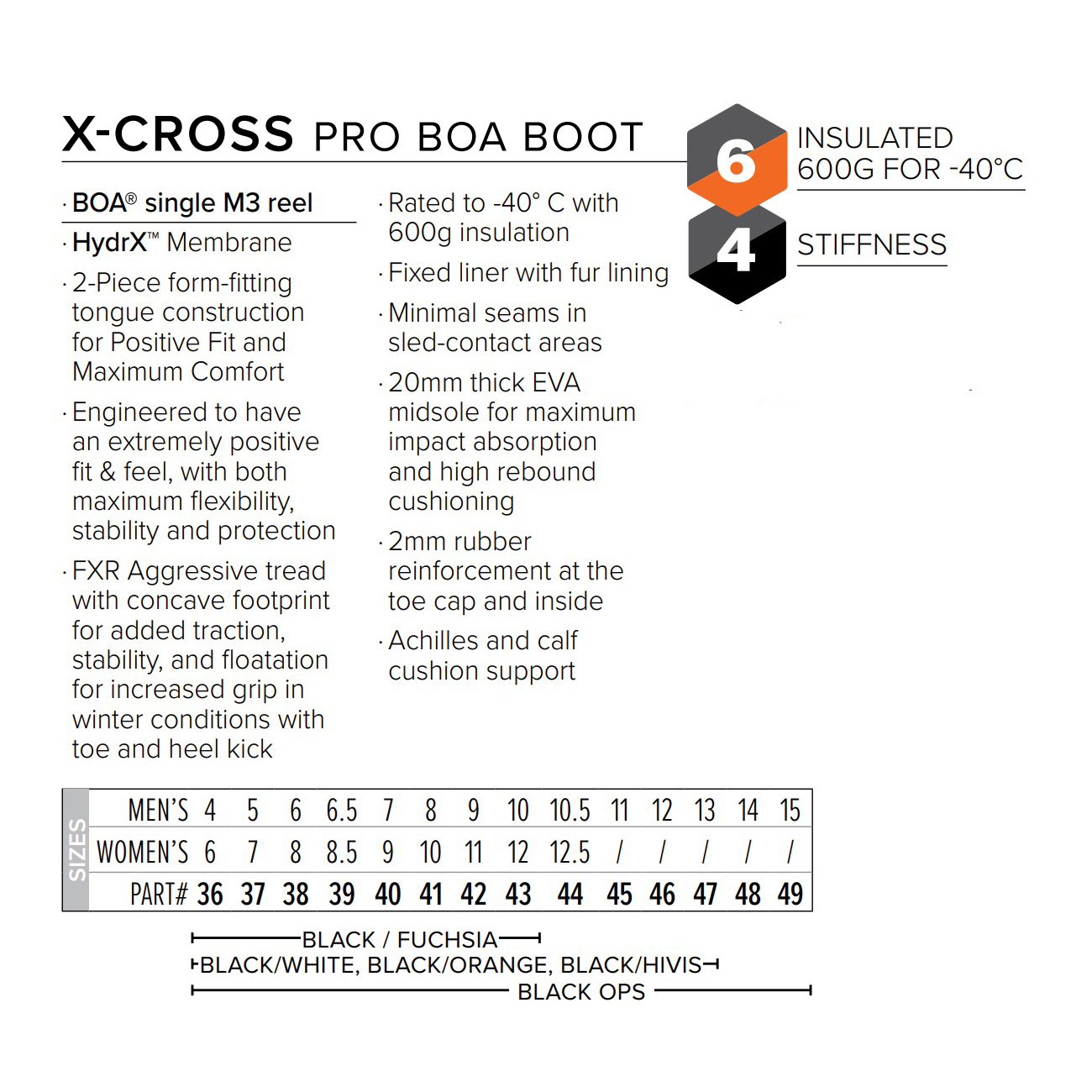 Купить Ботинки FXR X-Cross Pro BOA с утеплителем 44 OEM: 220707-1010-44 в интернет магазине Семь Футов