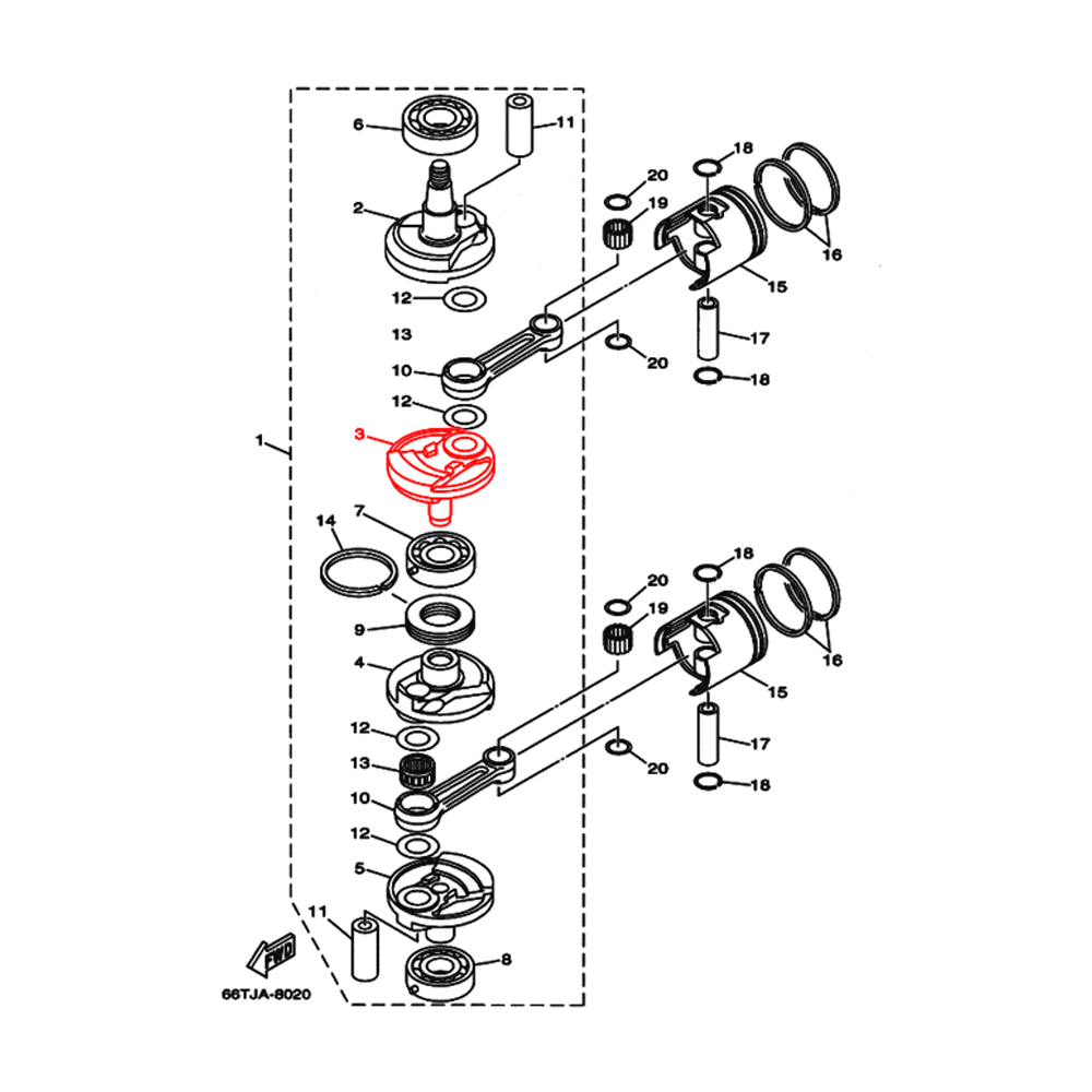 Купить Щека (кривошип) коленвала Skipper для Yamaha 40 Щека (кривошип) 2 OEM: SK66T-11422-00/T40-05020106/PNFM40E-03001-3/66T-11422-00 в интернет магазине Семь Футов