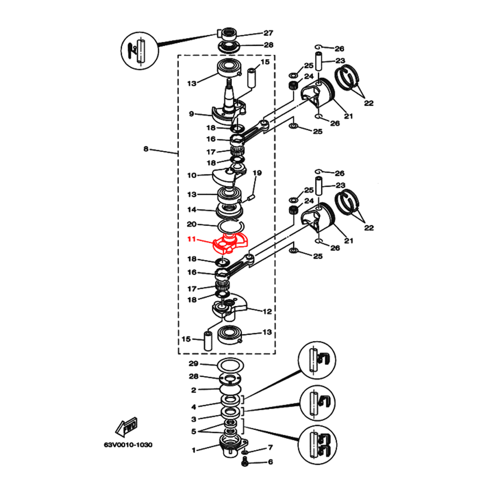 Купить Щека (кривошип) коленвала Skipper для Yamaha 9.9,13.5,15 Щека (кривошип) 3 OEM: SK63V-11432-00/T15-04020104/63V-11432-00 в интернет магазине Семь Футов