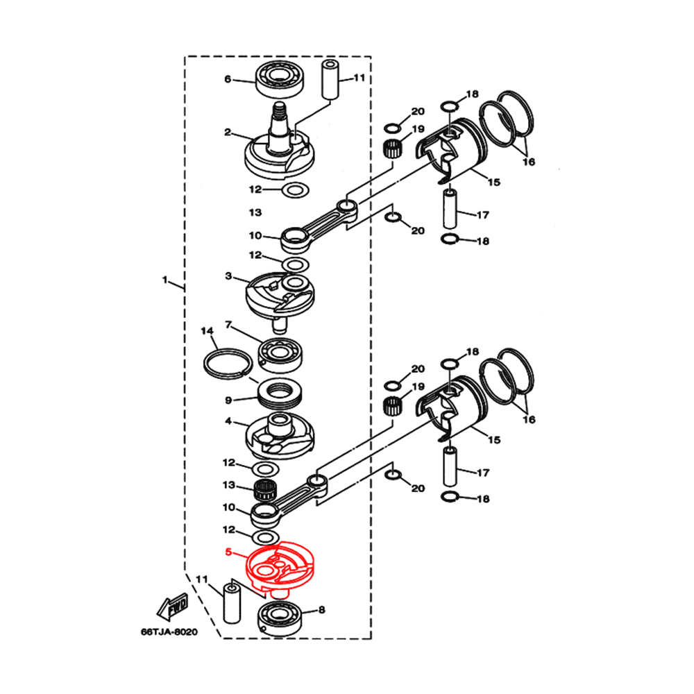 Купить Щека (кривошип) коленвала Skipper для Yamaha 40 Щека (кривошип) 4 OEM: SK66T-11442-00/T40-05020110/PNFM40E-03001-5/66T-11442-00 в интернет магазине Семь Футов