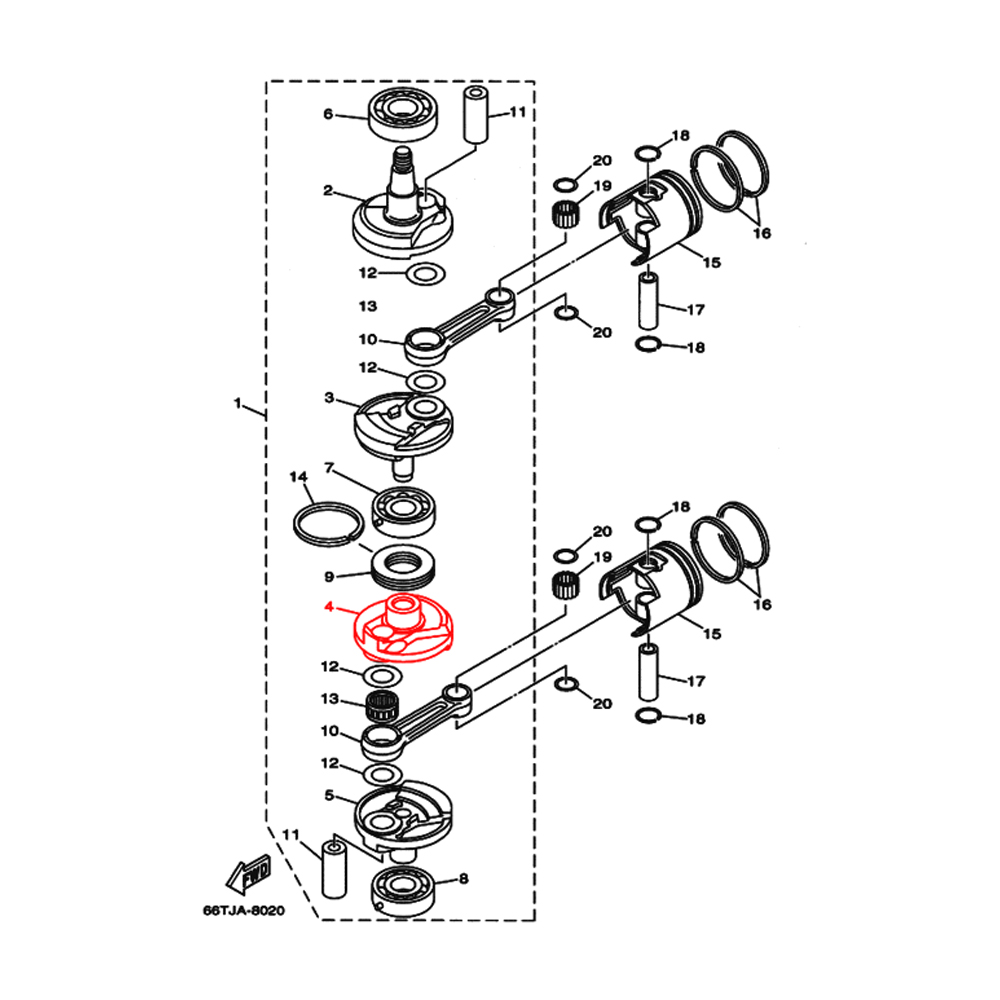 Купить Щека (кривошип) коленвала Skipper для Yamaha 40 Щека (кривошип) 3 OEM: SK66T-11432-00/T40-05020109/PNFM40E-03001-4/66T-11432-00 в интернет магазине Семь Футов