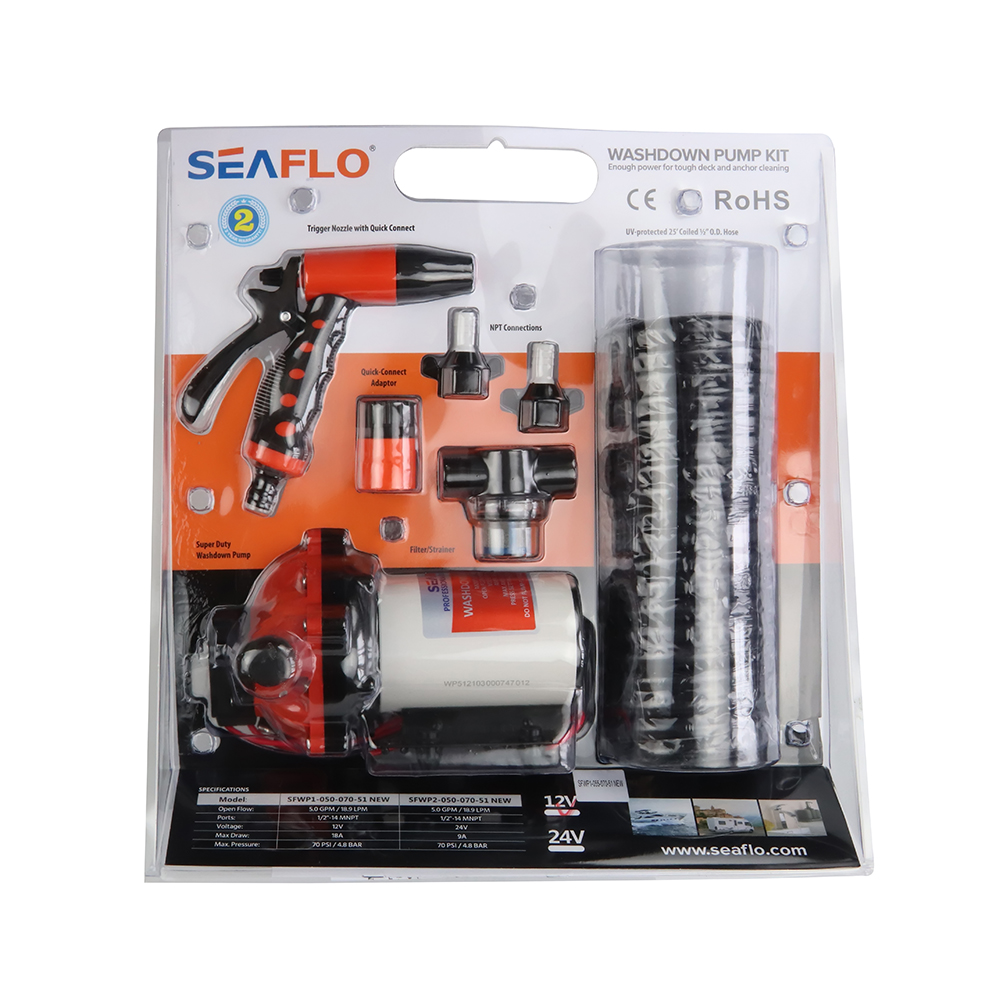 Купить Комплект помывочный SeaFlo, 12V 20 л/мин, 4.8 BAR OEM: SFWP1-055-070-51_Pack в интернет магазине Семь Футов