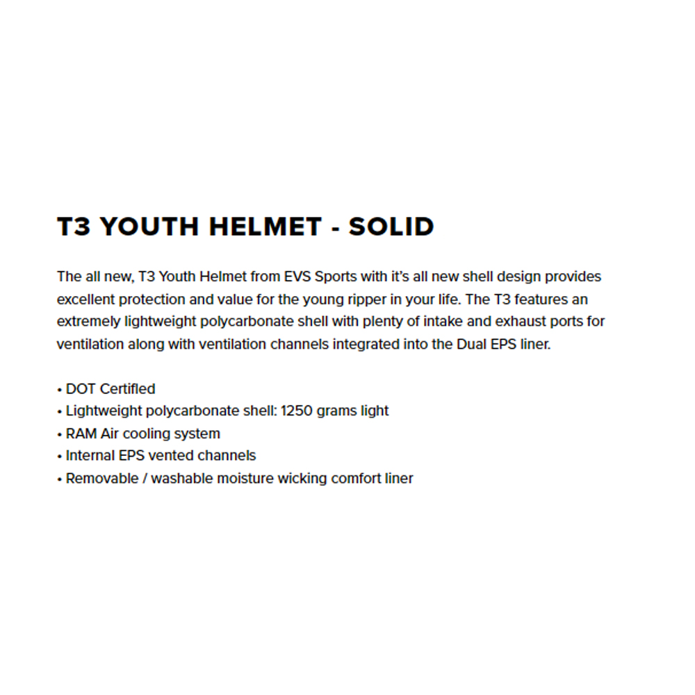 Купить Детский шлем EVS T3 Solid L OEM: HE21T3S-WH-L в интернет магазине Семь Футов