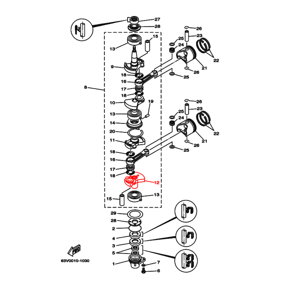 Купить Щека (кривошип) коленвала Skipper для Yamaha 9.9,13.5,15 Щека (кривошип) 4 OEM: SK63V-11442-00/T15-04020101/63V-11442-00 в интернет магазине Семь Футов