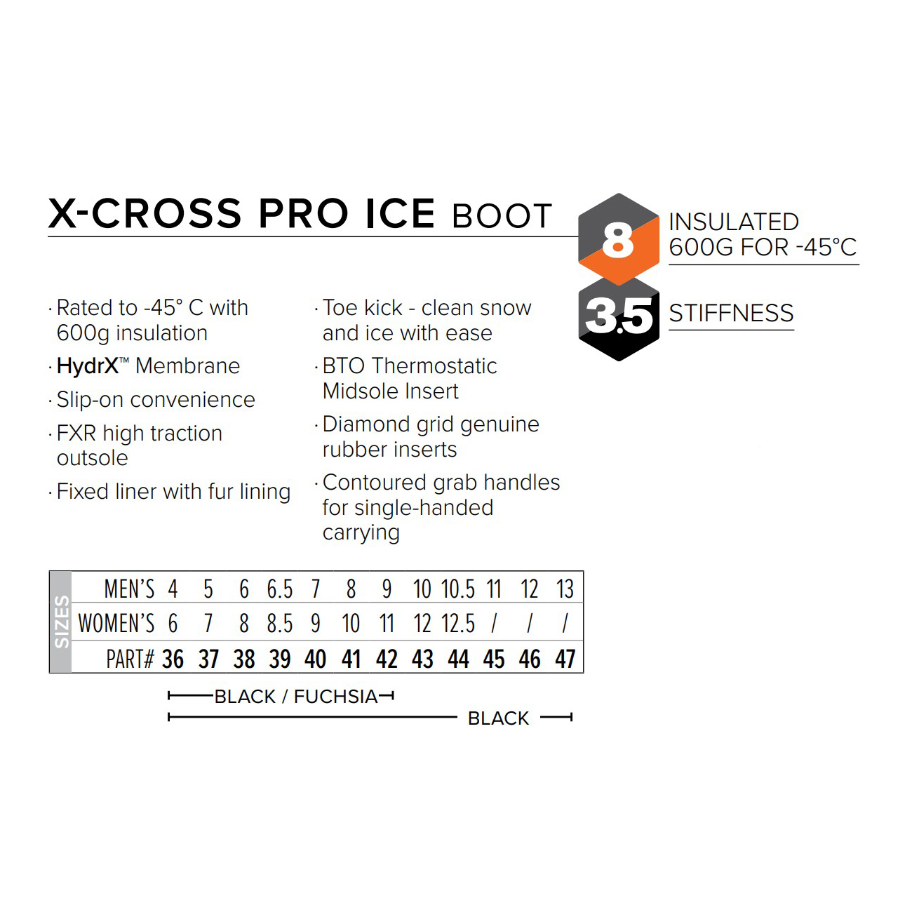 Купить Ботинки FXR X-Cross Pro-Ice с утеплителем 45 OEM: 220709-1000-45 в интернет магазине Семь Футов