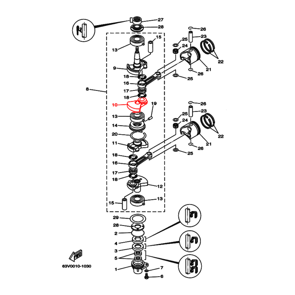 Купить Щека (кривошип) коленвала Skipper для Yamaha 9.9,13.5,15 Щека (кривошип) 2 OEM: SK63V-11422-00/T15-04020105/63V-11422-00 в интернет магазине Семь Футов