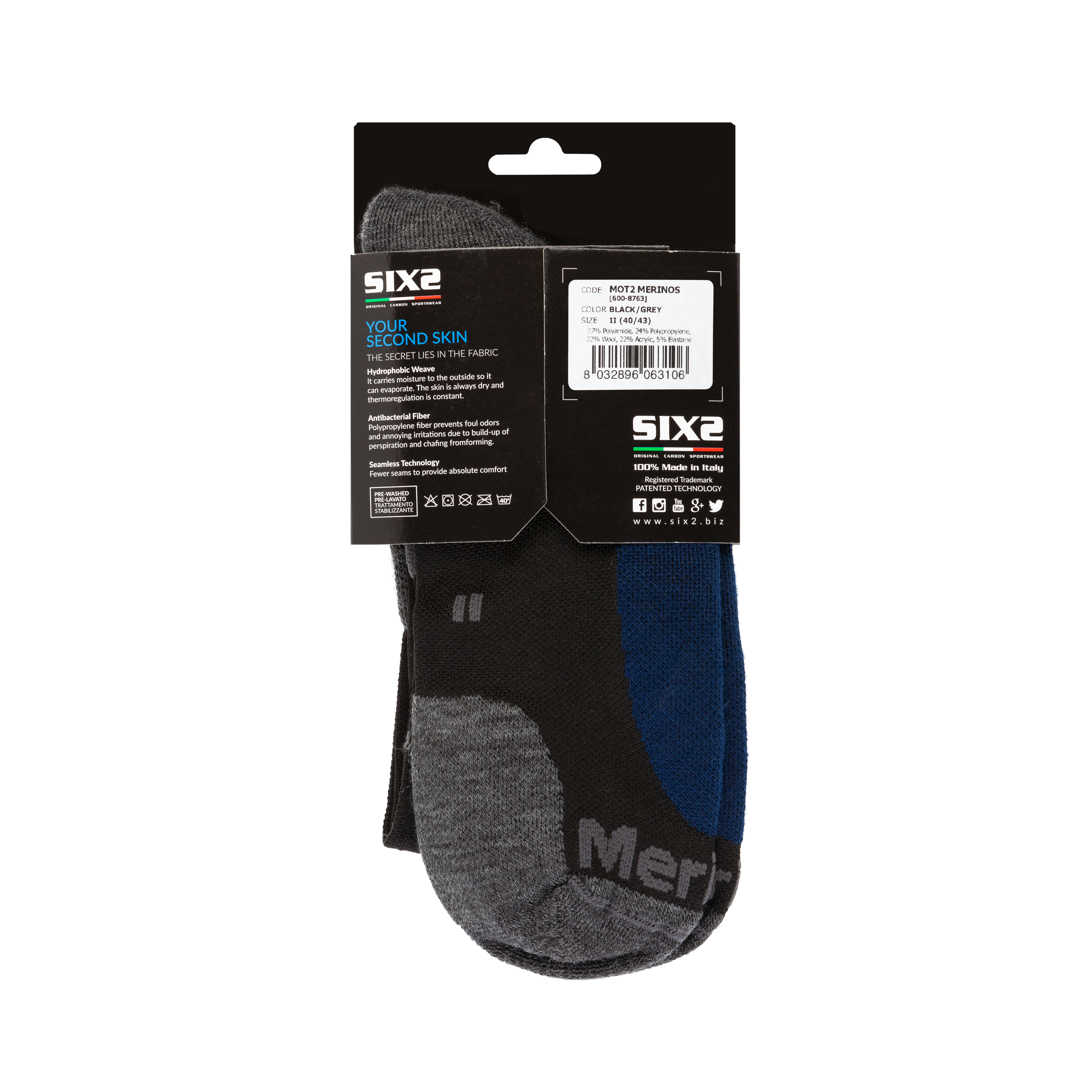 Купить Носки SIXS MOT2 MERINOS WOOL 40 - 43 OEM: M2ME-II-NEGR в интернет магазине Семь Футов