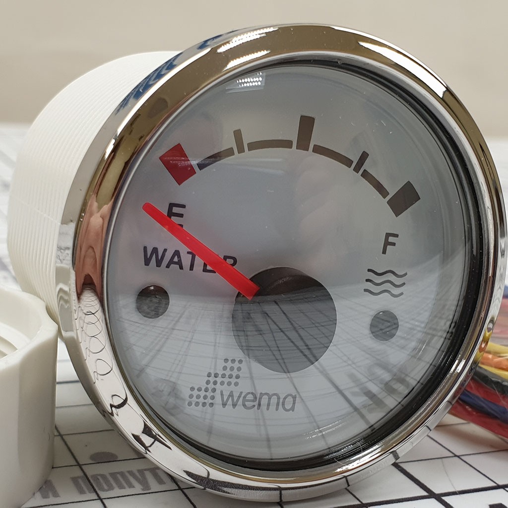 Купить Индикатор уровня воды Wema IPWR-WS 110614 12/24В 0-190Ом Ø62мм белый циферблат с хромированным кольцом 7ft.ru в интернет магазине Семь Футов