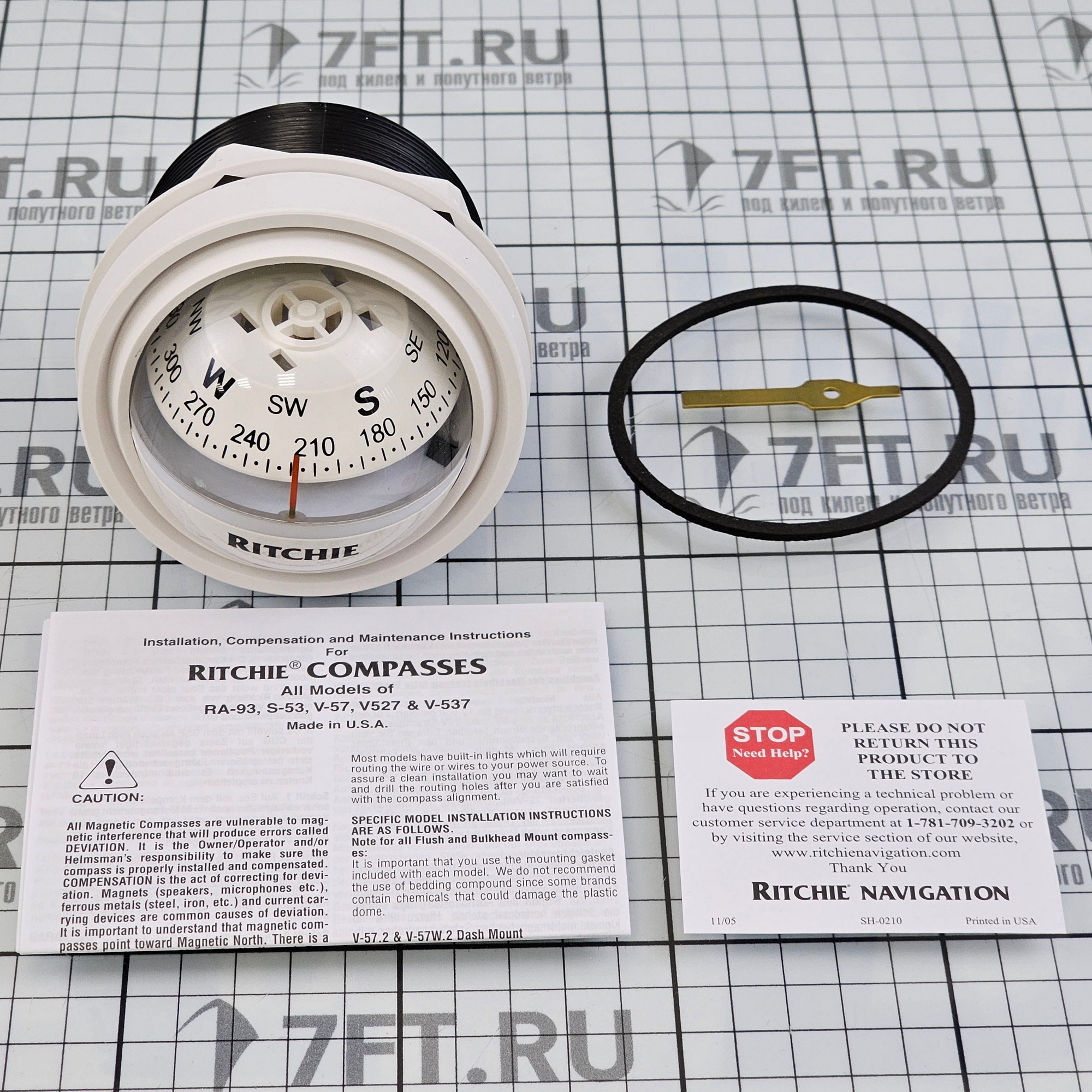 Купить Компас Ritchie Navigation Explorer V-57.2W картушка 70мм 12В 90x94мм врезной вертикальный с конической картушкой белый 7ft.ru в интернет магазине Семь Футов