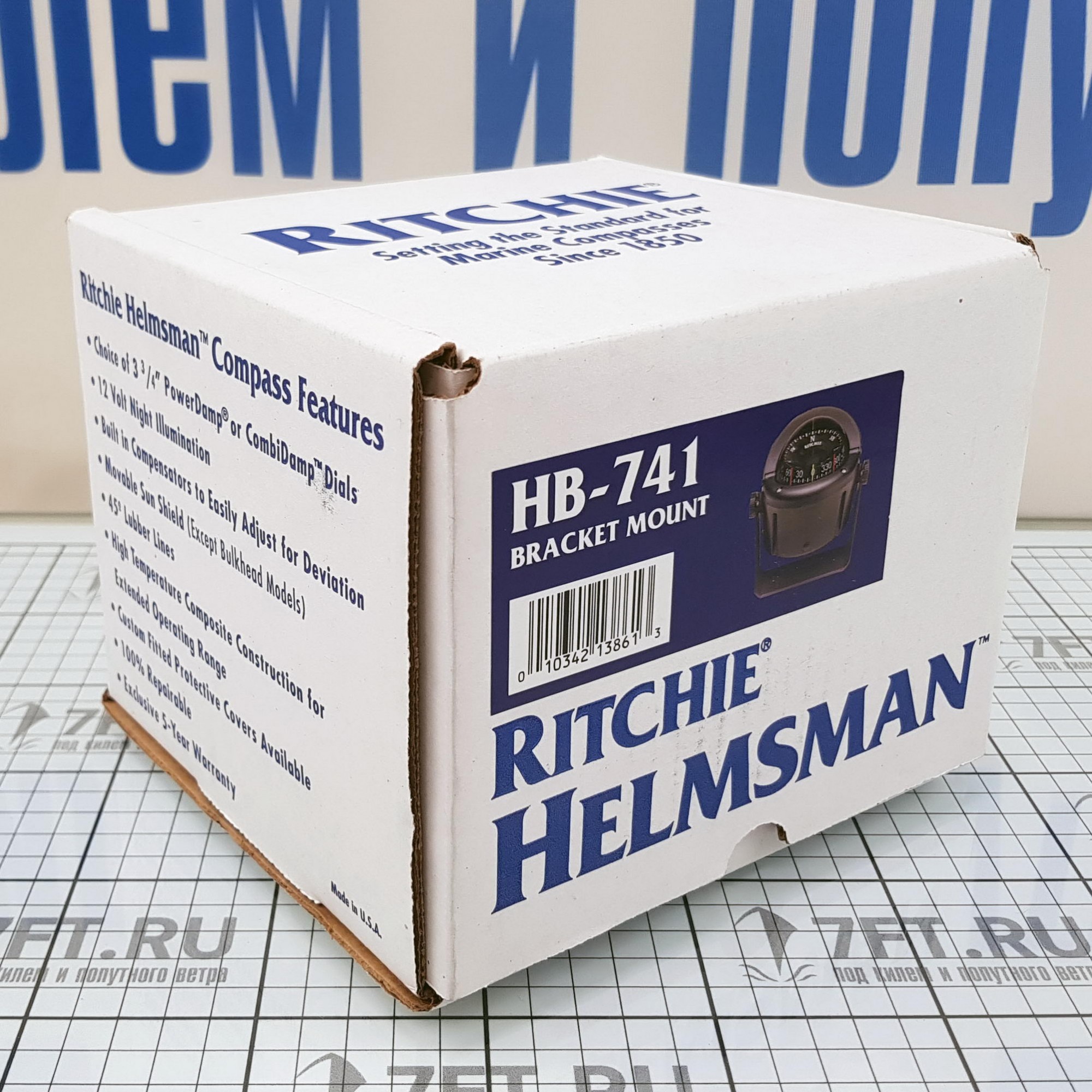 Купить Компас Ritchie Navigation Helmsman HB-741 картушка 94мм 12В 157x171мм с конической картушкой на кронштейне чёрный 7ft.ru в интернет магазине Семь Футов