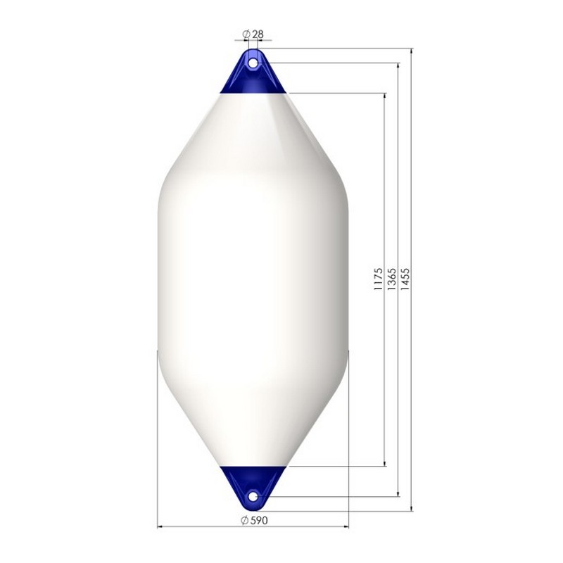 Купить Кранец швартовый Polyform F11 Ø590x1455мм 275л надувной из белого/синего ПВХ для судов от 18м 7ft.ru в интернет магазине Семь Футов