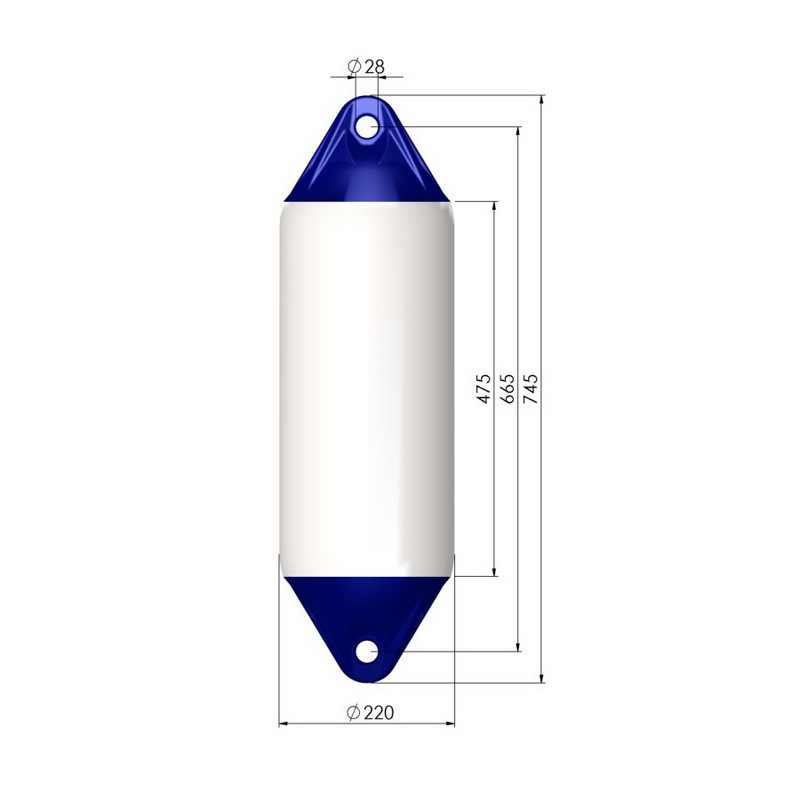 Купить Кранец швартовый Polyform F3 Ø220x745мм 22л надувной из белого/синего ПВХ для судов 7-9м 7ft.ru в интернет магазине Семь Футов