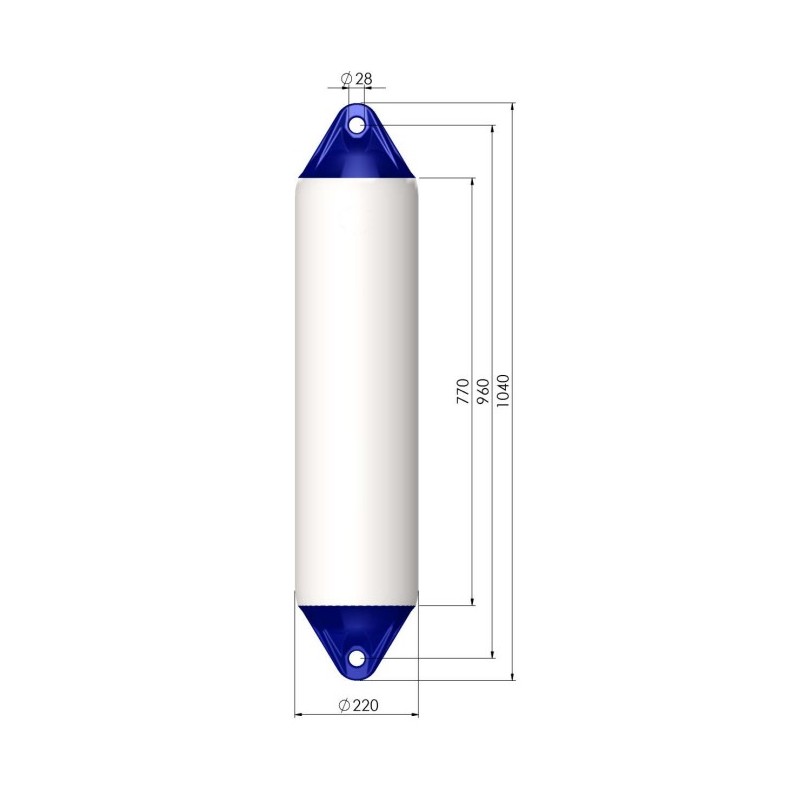Купить Кранец швартовый Polyform F4 Ø220x1040мм 35л надувной из белого/синего ПВХ для судов 7-9м 7ft.ru в интернет магазине Семь Футов