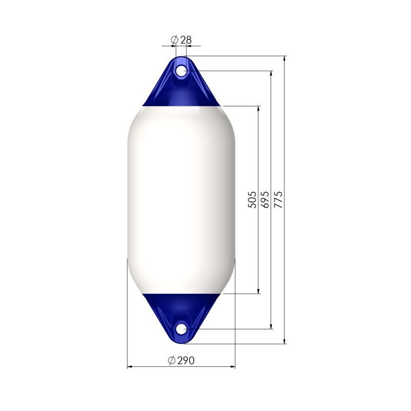 Купить Кранец швартовый Polyform F5 Ø290x775мм 35л надувной из белого/синего ПВХ для судов 9-14м 7ft.ru в интернет магазине Семь Футов