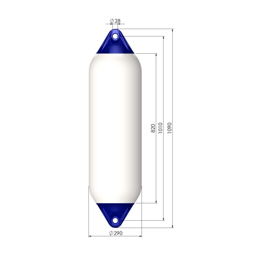 Купить Кранец швартовый Polyform F6 Ø290x1090мм 60л надувной из белого/синего ПВХ для судов 9-14м 7ft.ru в интернет магазине Семь Футов